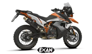 Exan Exhaust Escape Silencioso KTM 790 / 890 Adventure OV-rally Inox negro lateral